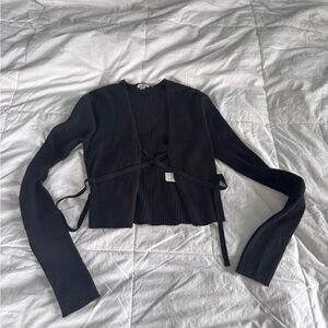 Garage Black Ribbed Tie Front Cardigan – Size XS (Never Worn)